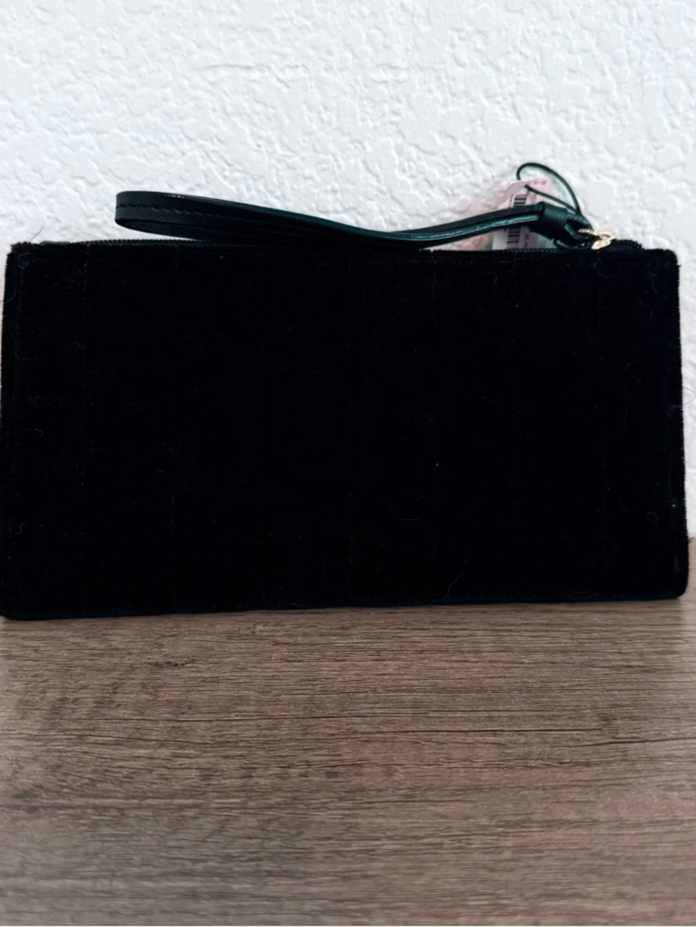 Victoria's Secret Black Velvet Studded Wristlet Wallet NWT